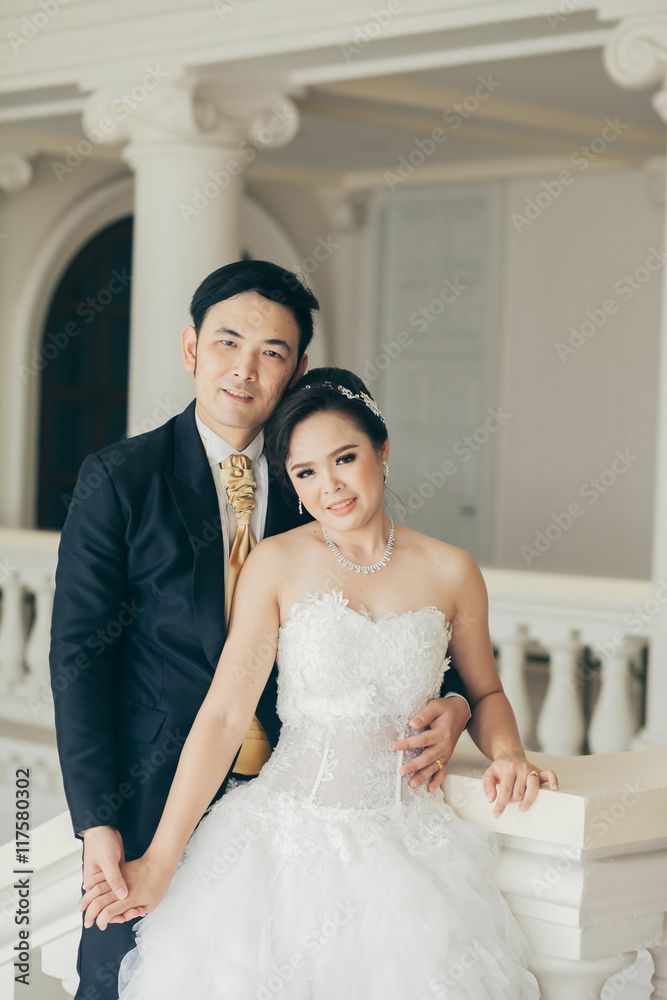 Bride and groom on their wedding day