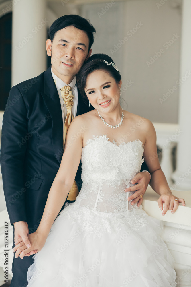 Bride and groom on their wedding day