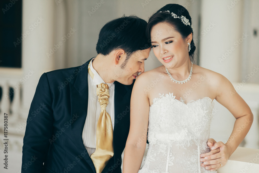 Bride and groom on their wedding day