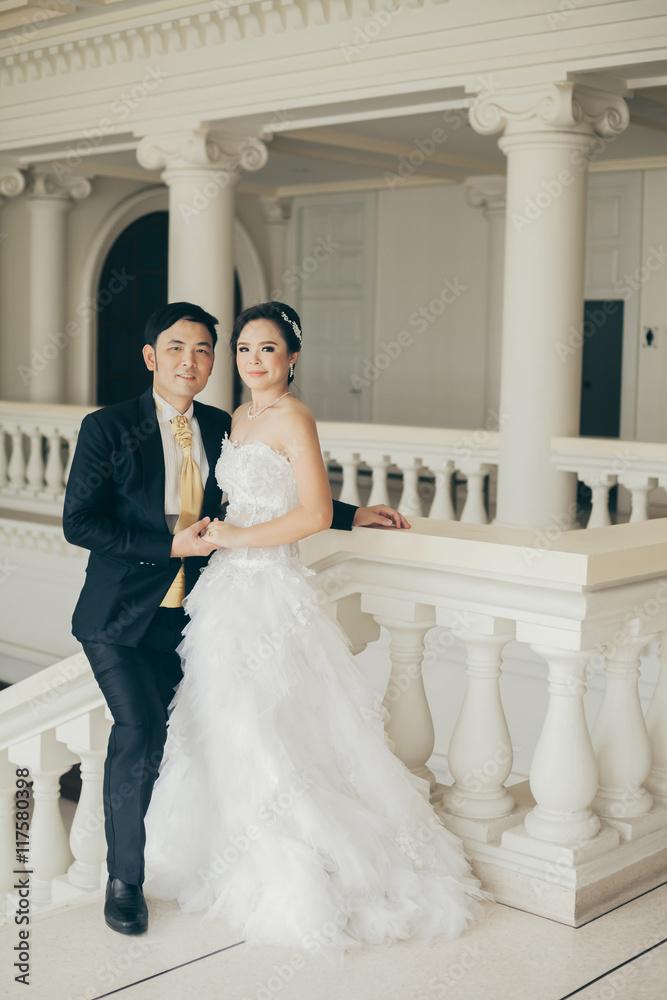 Bride and groom on their wedding day