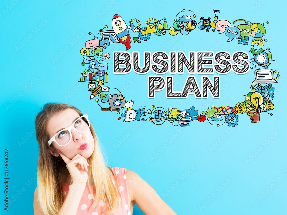 Business Plan concept with young woman