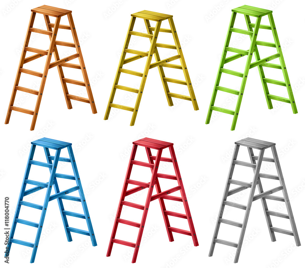 Ladders in six different colors