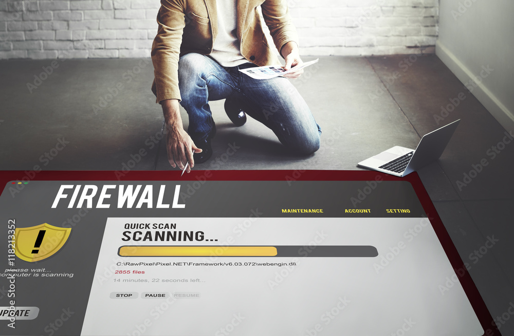 Data File Protection Firewall Malware Removal Concept