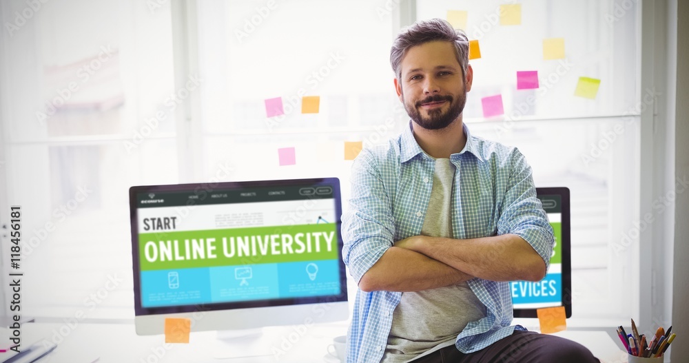 Composite image of online university interface