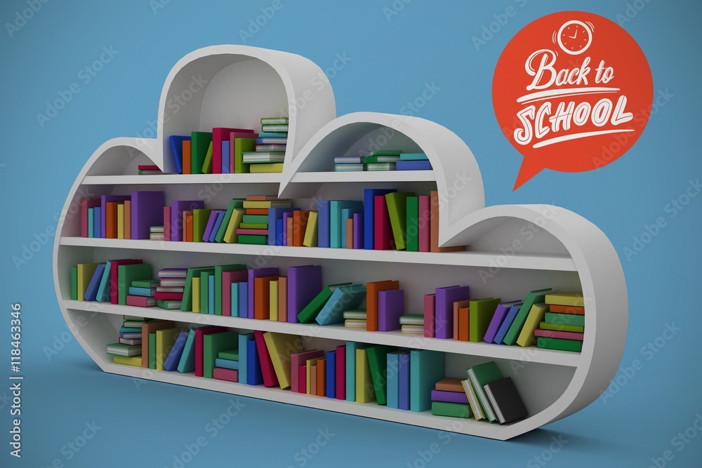 Composite image of shelf with various colorful books