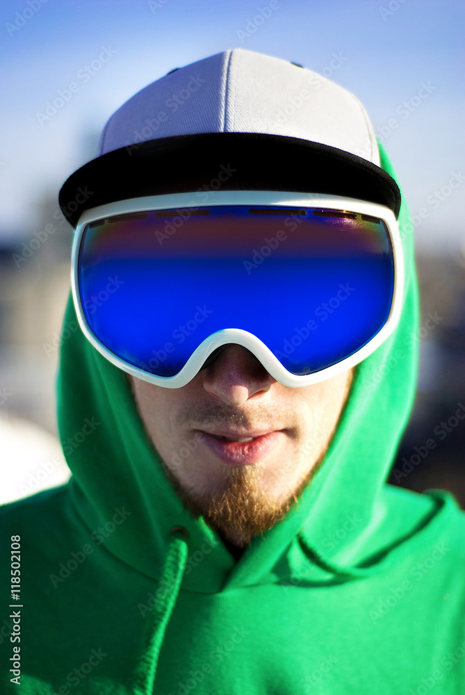 cool guy in snowboard mask