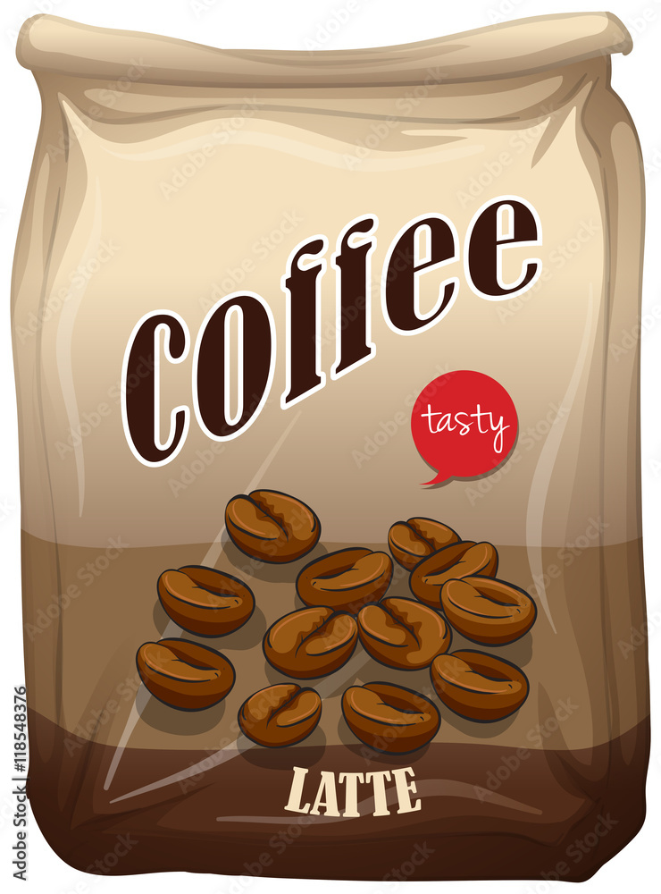 Bag of coffee latte