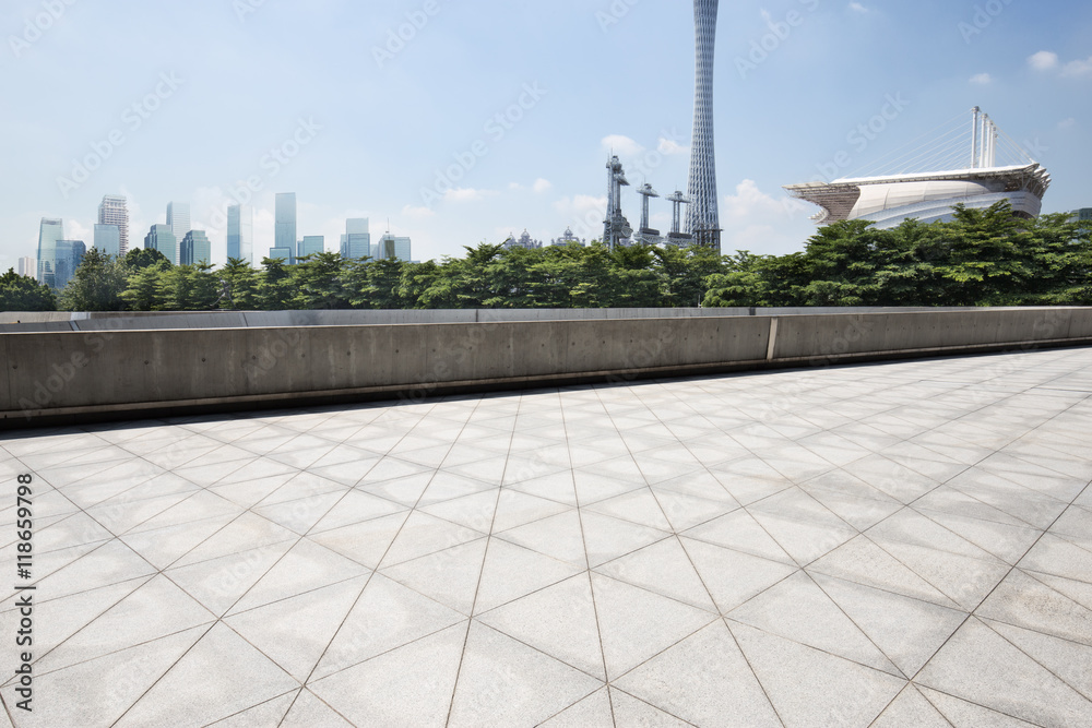 landmark guangzhou tower from empty floor