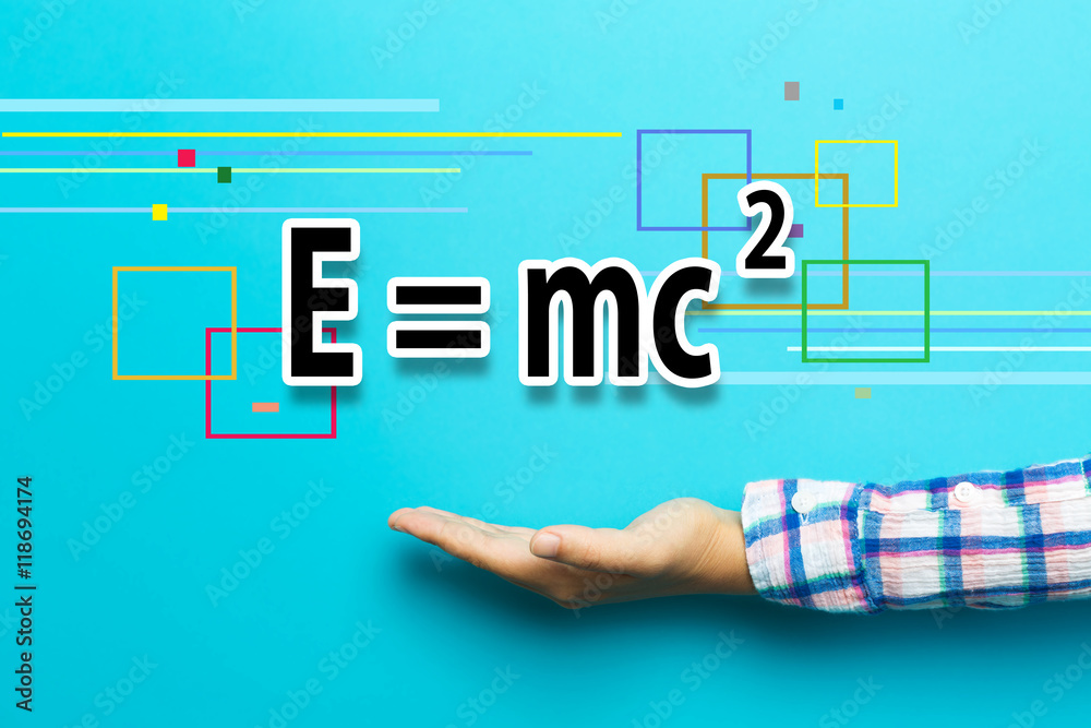 Mass-Energy Equivalence concept with hand