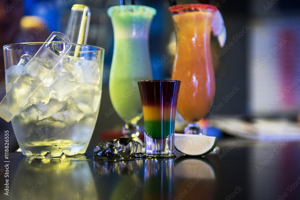 cocktails on bar background