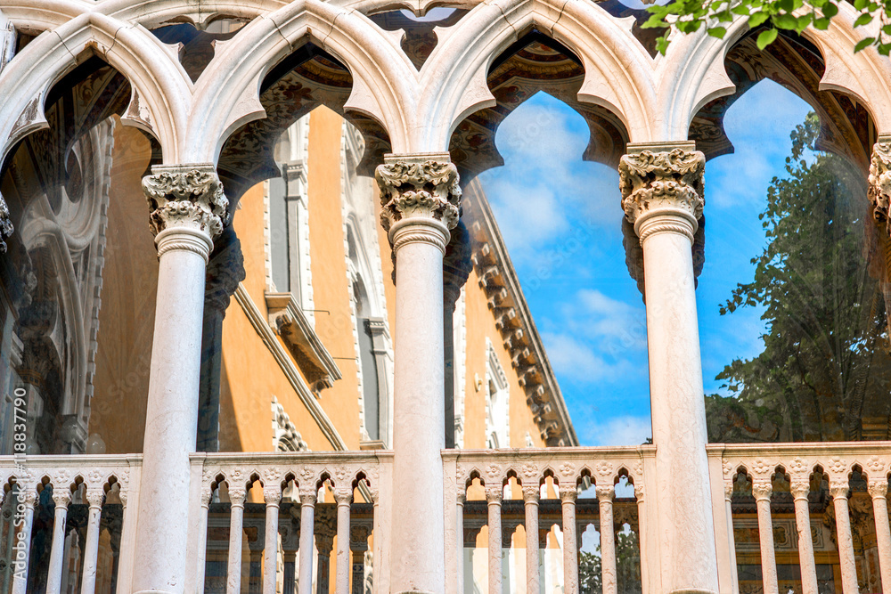 Gothic architectural detail with window columns in Venice