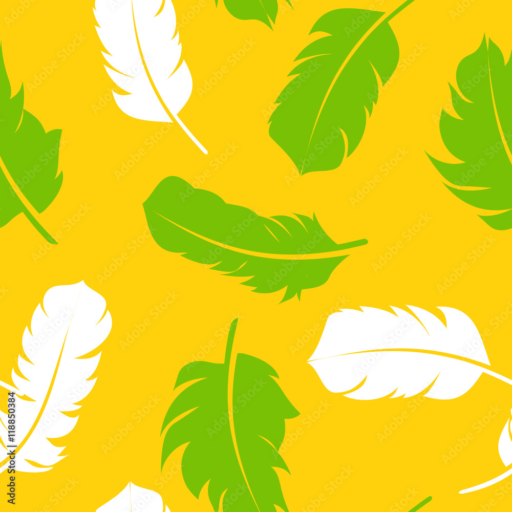 Bird Feather Hand Drawn Seamless Pattern Background Vector Illus