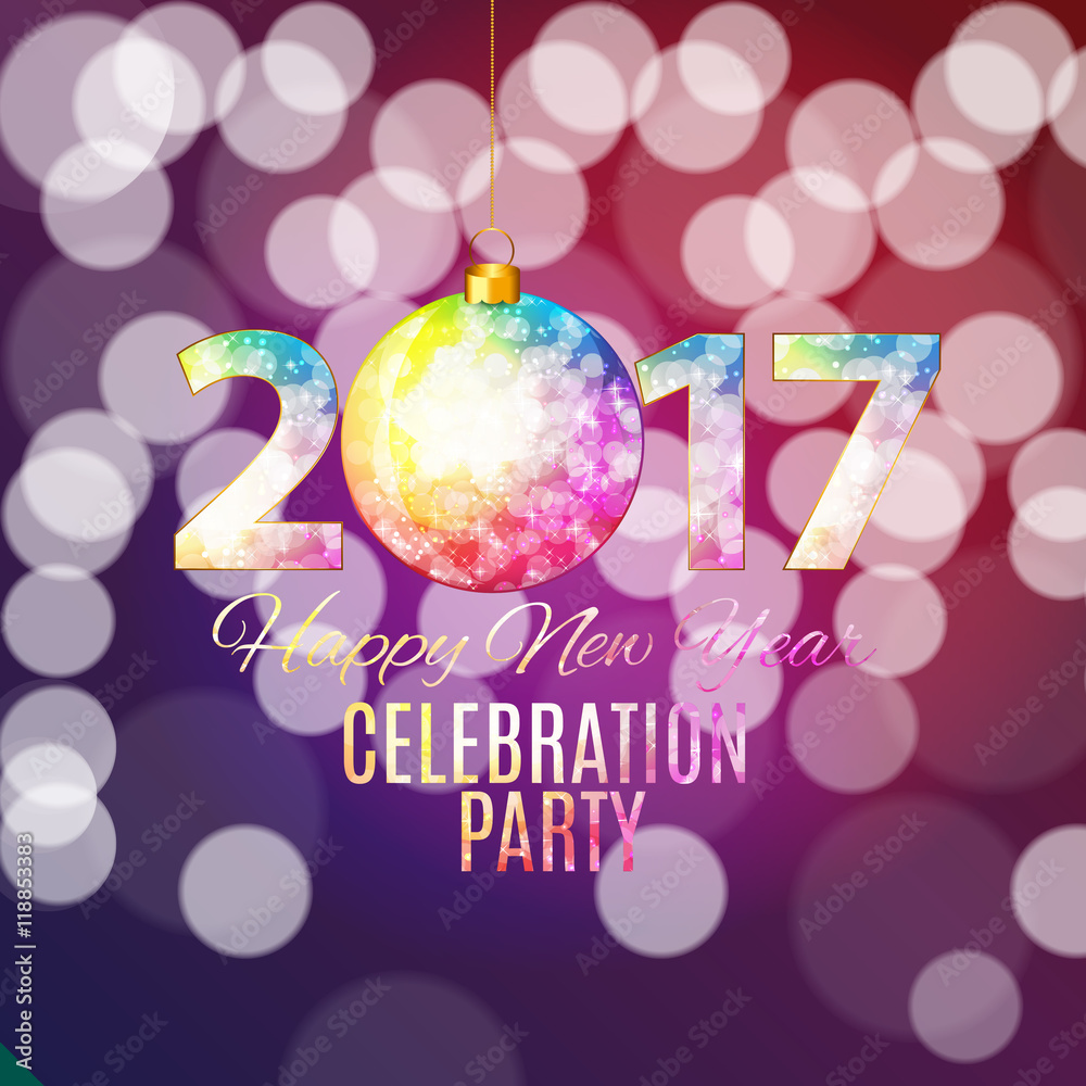 Abstract Beauty 2017 New Year Celebration Poster Background. Vec