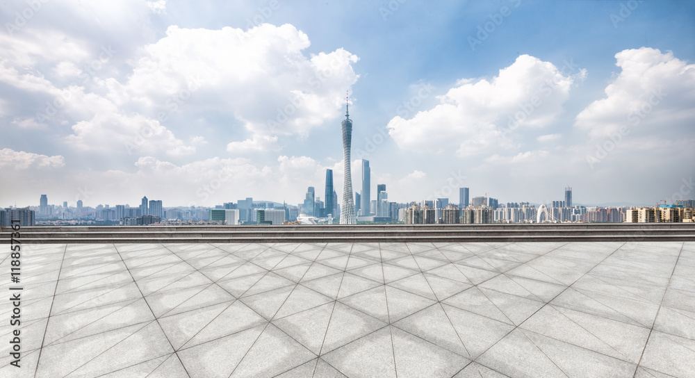 landmark guangzhou tower from empty floor