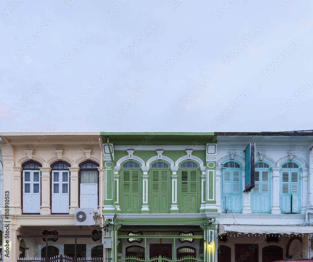 Beautiful old Window Sino-Portuguese style in Phuket, Thailand