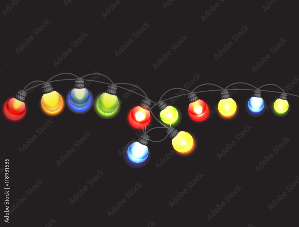 Multicolored Garland Lamp Bulbs Festive Isolated