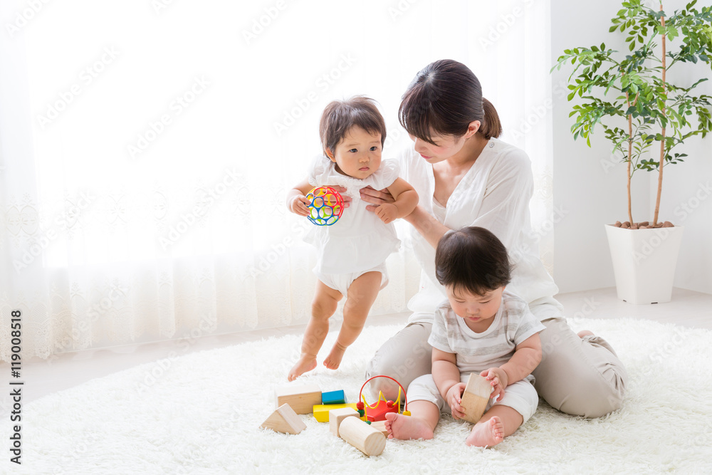 asian family playing in the room