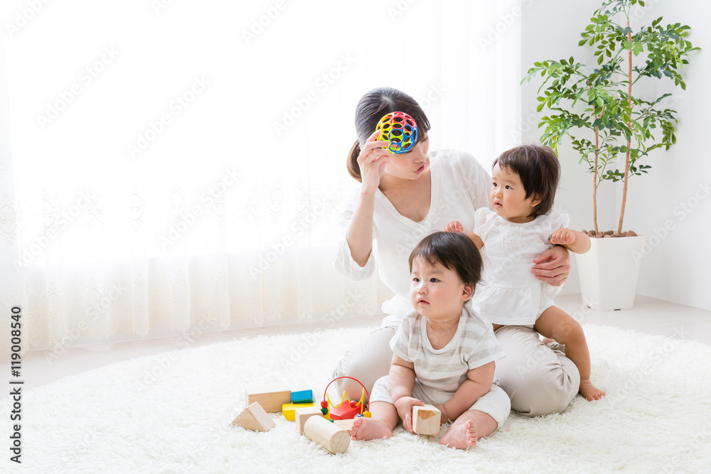 asian family playing in the room