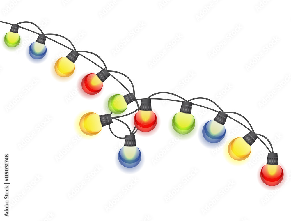 Multicolored Garland Lamp Bulbs Festive Isolated