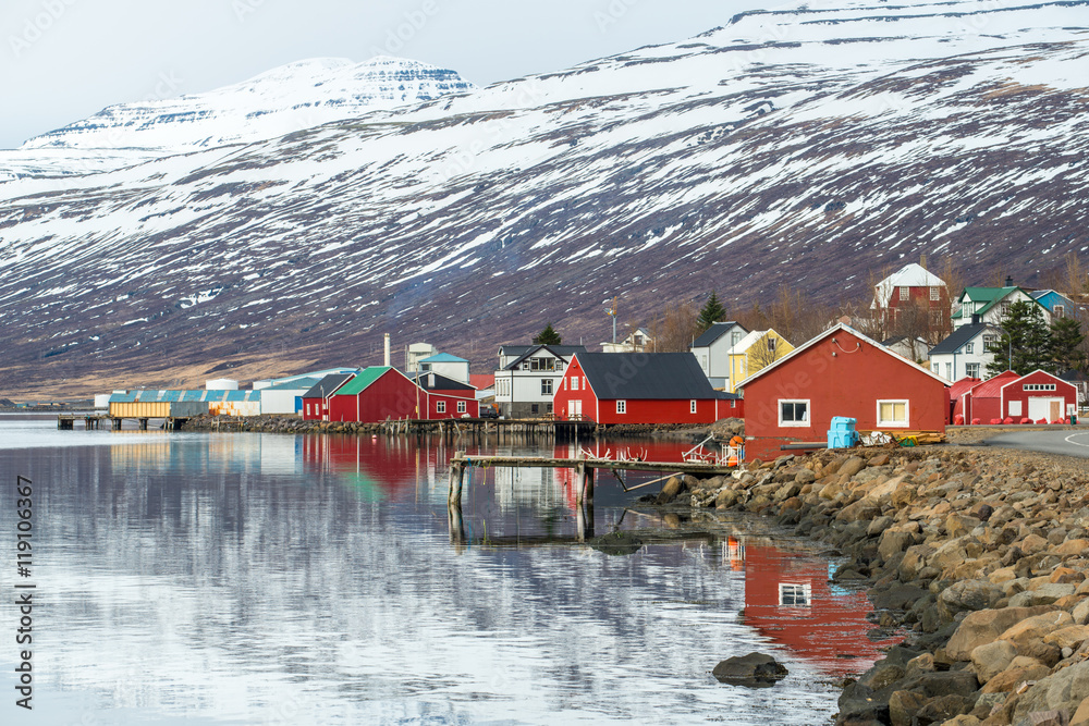 Eskifjordur the lovely fisherman village of east Iceland.