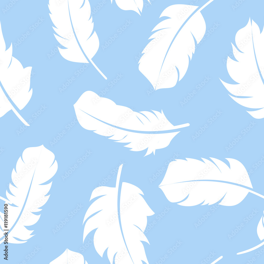 Bird Feather Hand Drawn Seamless Pattern Background Vector Illus