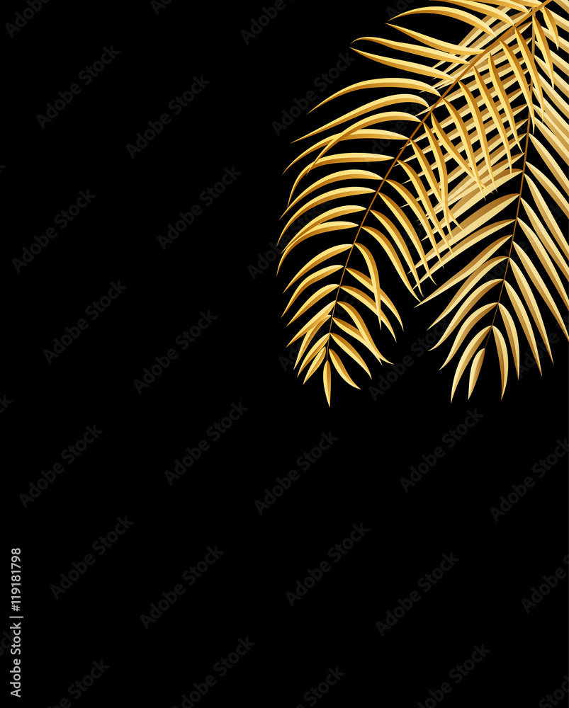 Beautifil Palm Tree Leaf  Silhouette Background Vector Illustrat