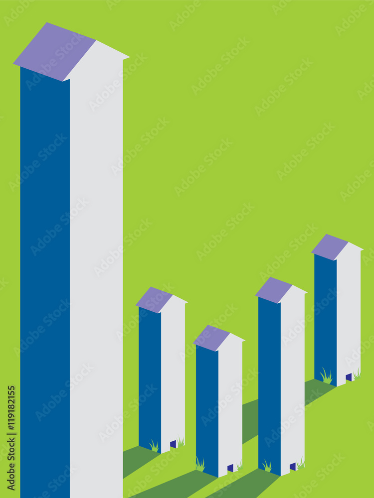 Growing up abstract houses. Home value. Vector illustration