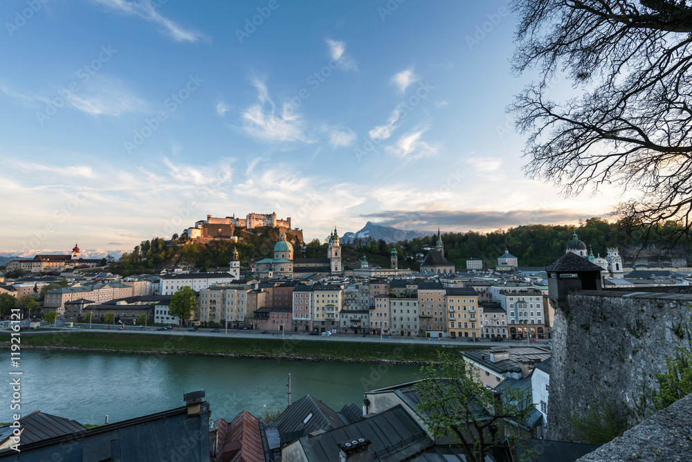 Landscape scene of Fortress Hohensalzburg of Salzburg