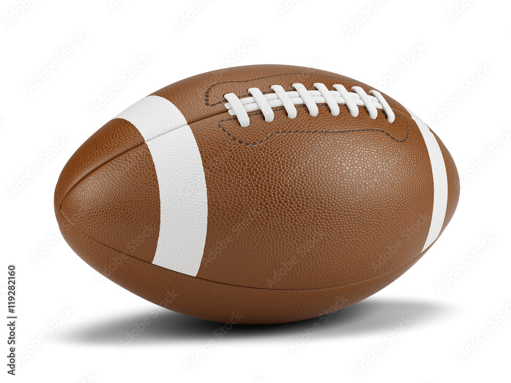 American football ball against a white background. 3d rendering