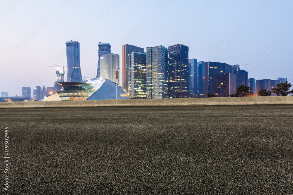 new asphalt road and the beautiful Cityscape in hangzhou