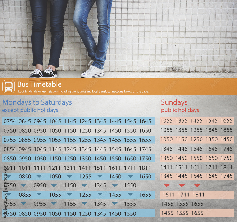 公共交通运输公交车时间表概念