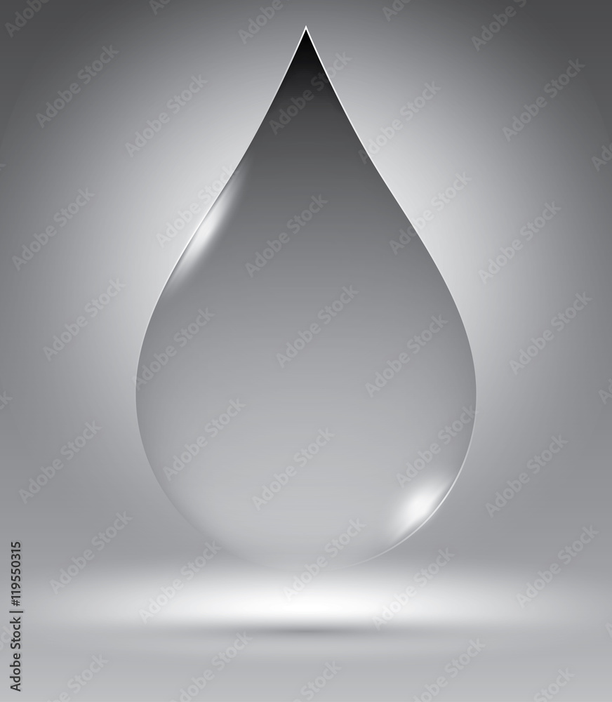 Water drop on grey vector illustration template for advertising