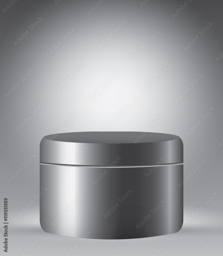 Cream tube on grey vector illustration template for advertising