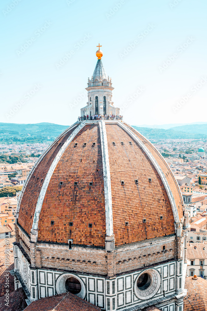 Close-up view on the dome of Santa Maria del Fiore church in Florence