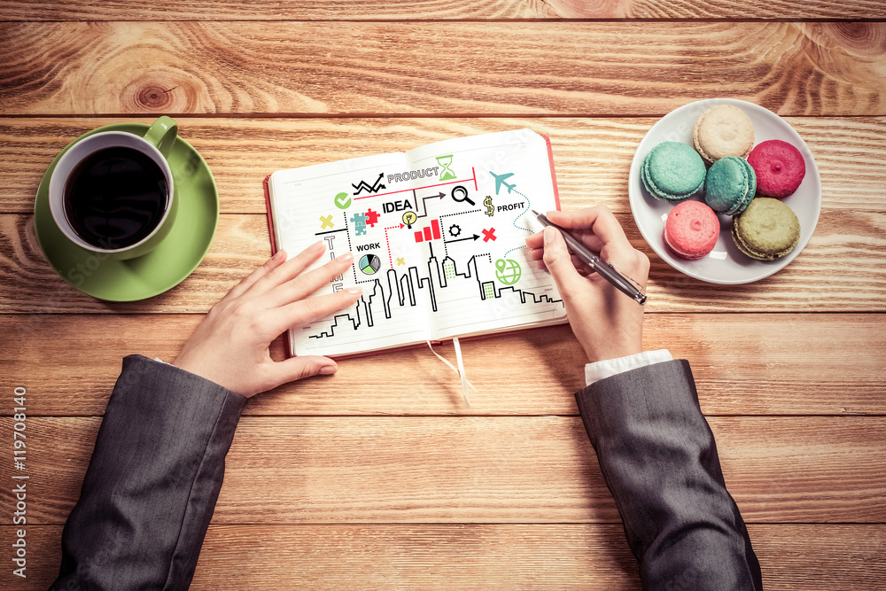 Businesswoman making business notes