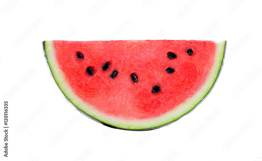 A slice of fresh watermelon isolated on white background.