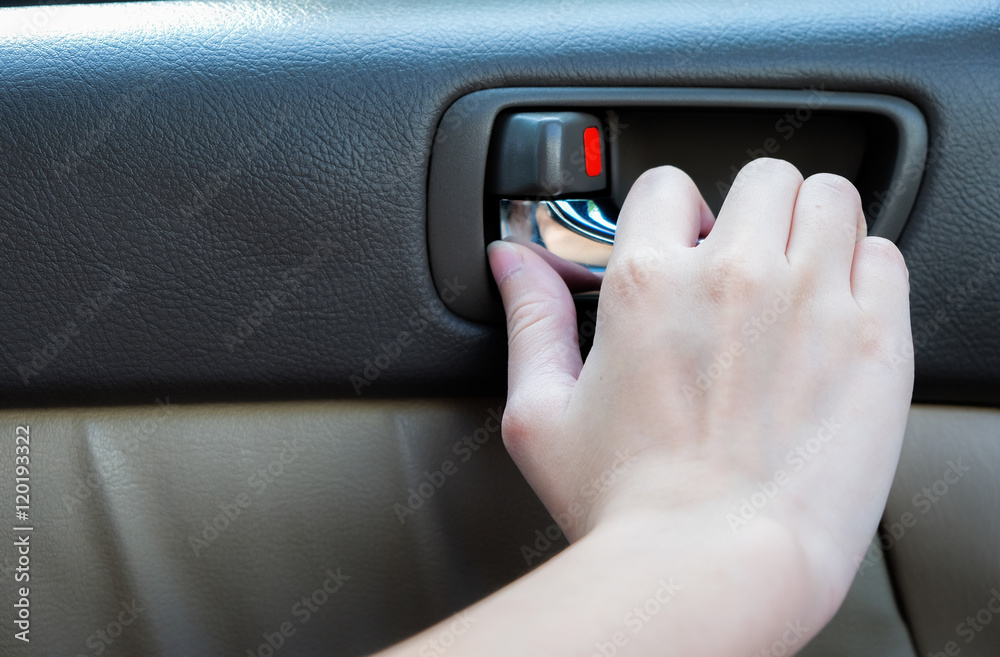 woman hand try to open a door