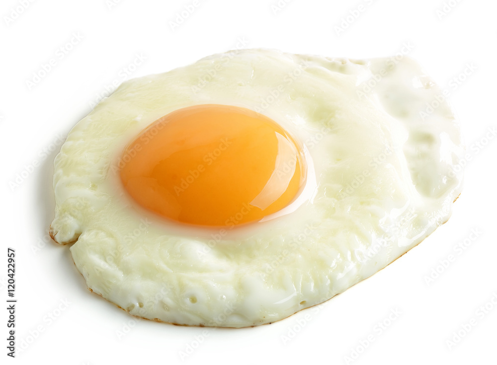 fried egg on white background