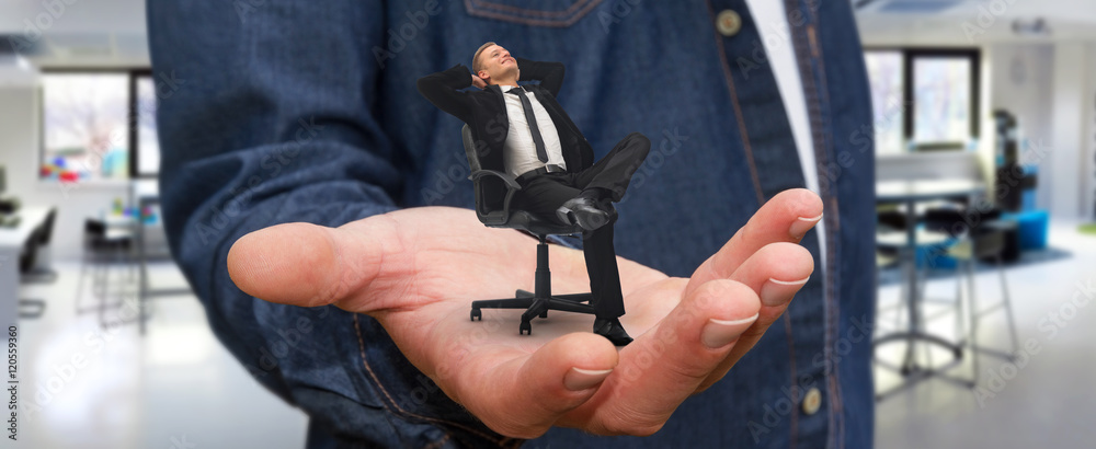 Man relaxing on his chair at the office