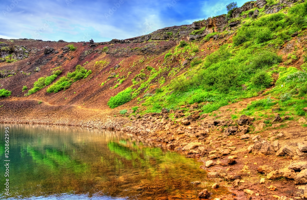 Kerid, a volcanic crater lake in Iceland