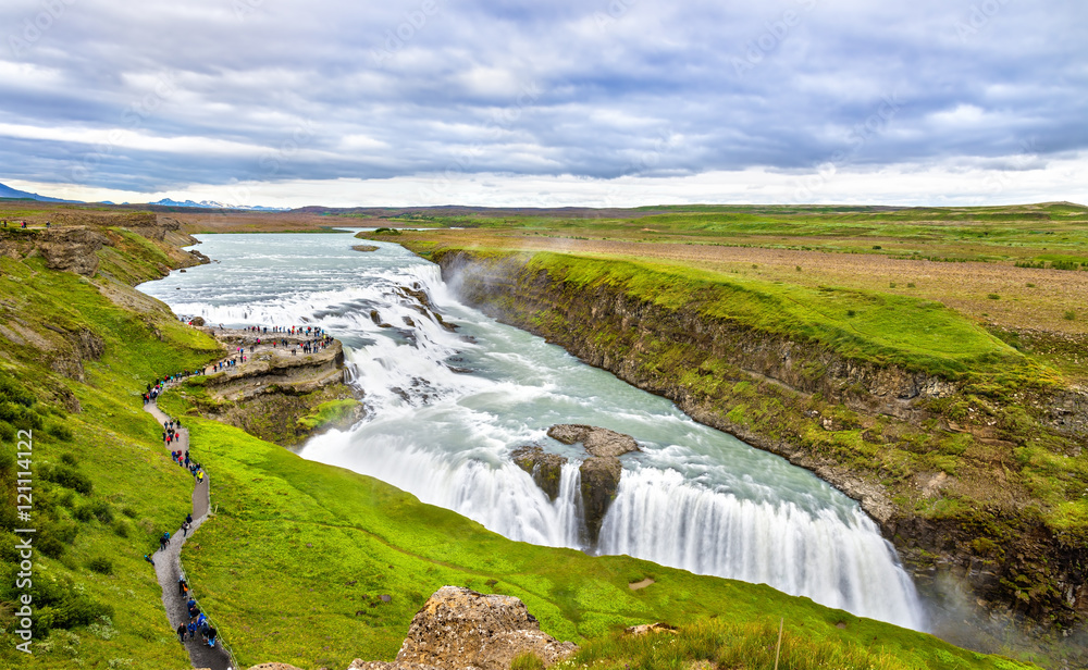 Gullfoss Waterfall in the canyon of Hvita river - Iceland