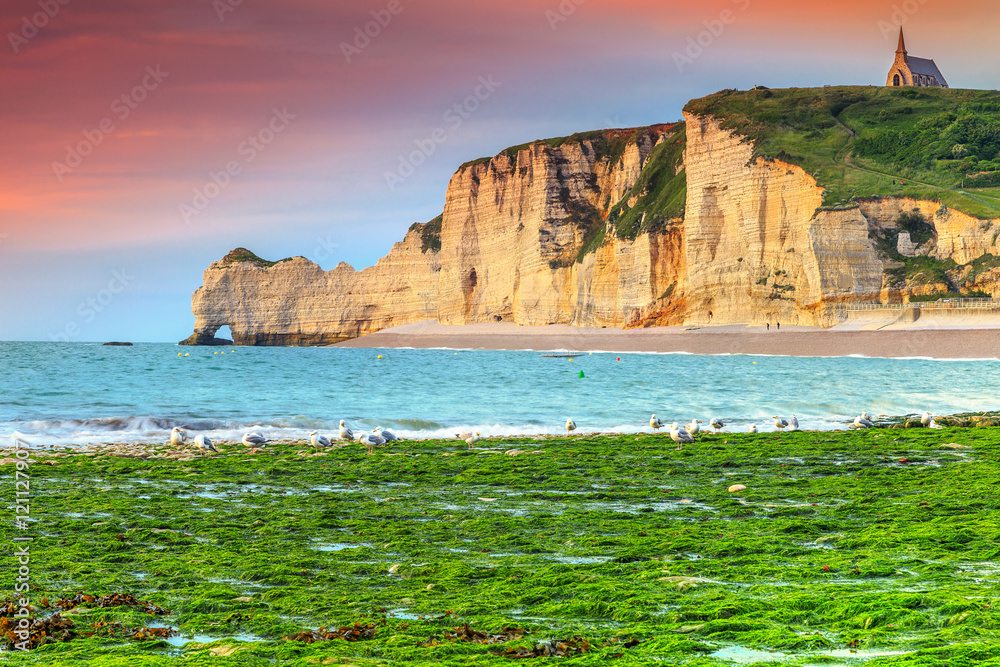 Spectacular natural rock arch wonder,Etretat,Normandy,France