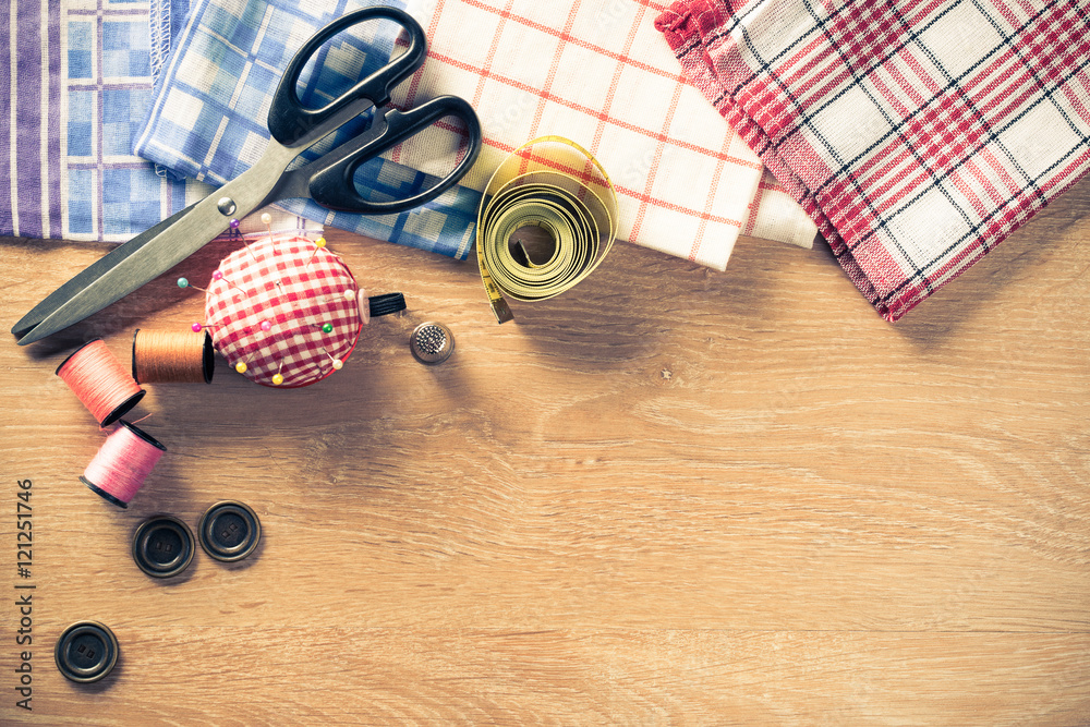 Sewing kit on table