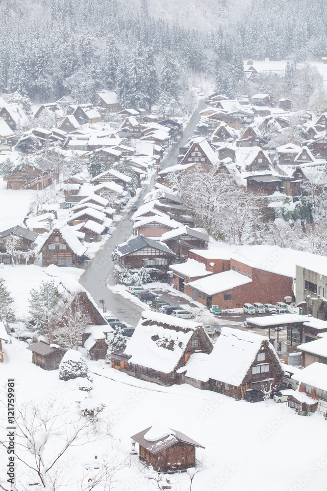 世界遗产白川村，冬天有雪