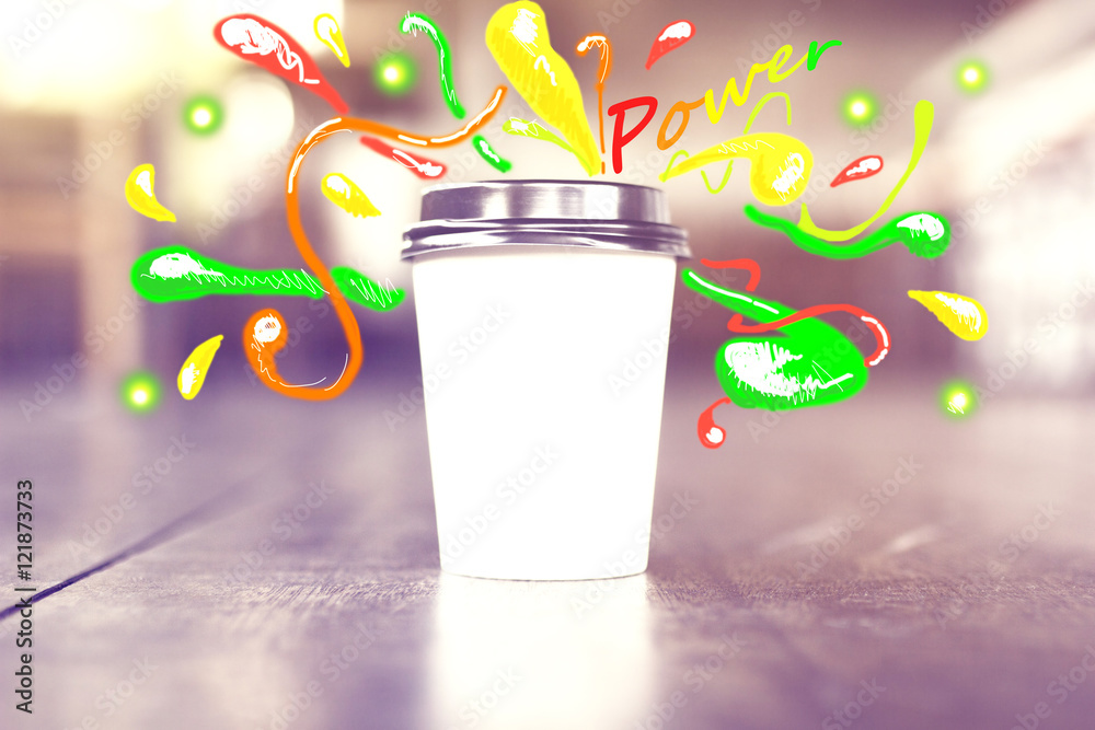 Empty coffee cup with creative sketch