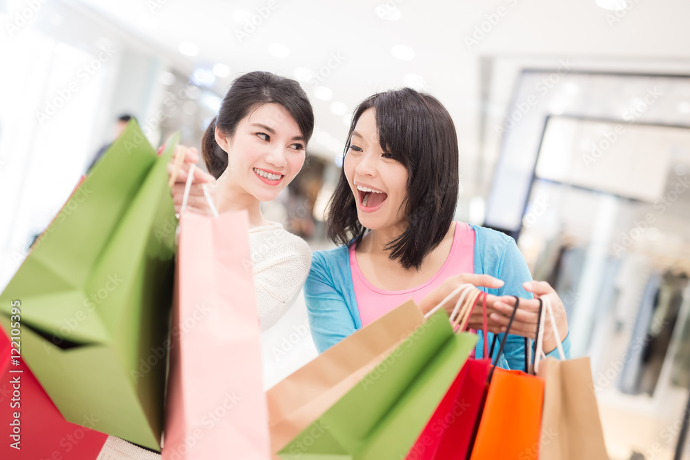 Happy woman shopping