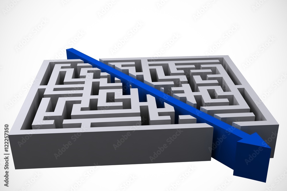 arrow graphic cutting straight through maze