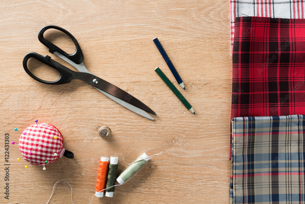 Sewing kit on table