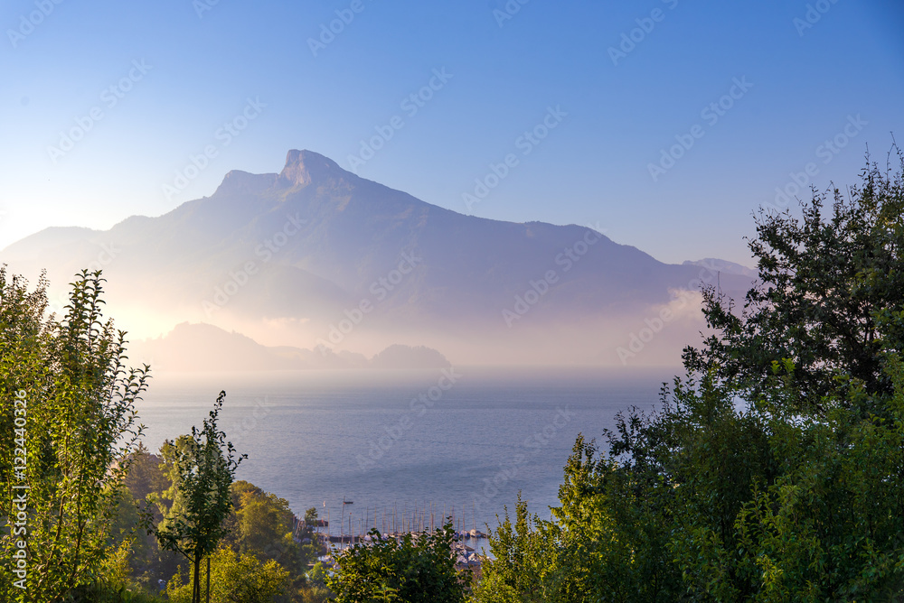 Morning fog over the Mondsee