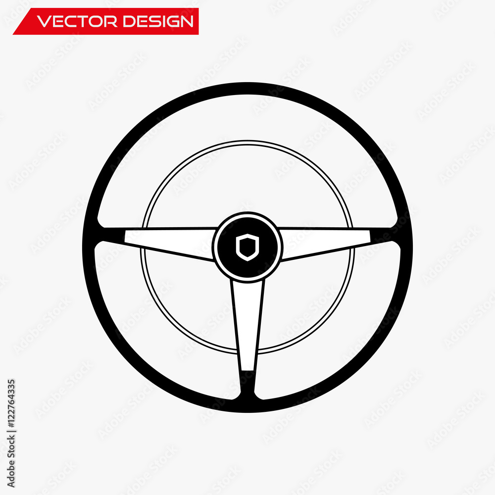 复古方向盘图标，矢量图